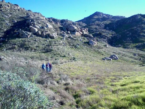 hiking on mountain slope